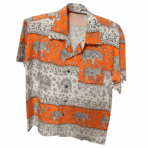 เสื้อลายช้าง สีส้ม-ขาว