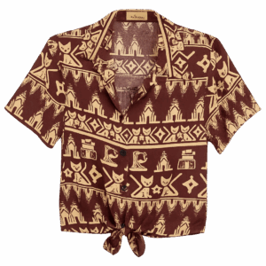 เสื้อเชิ้ตลายไทย สีน้ำตาล